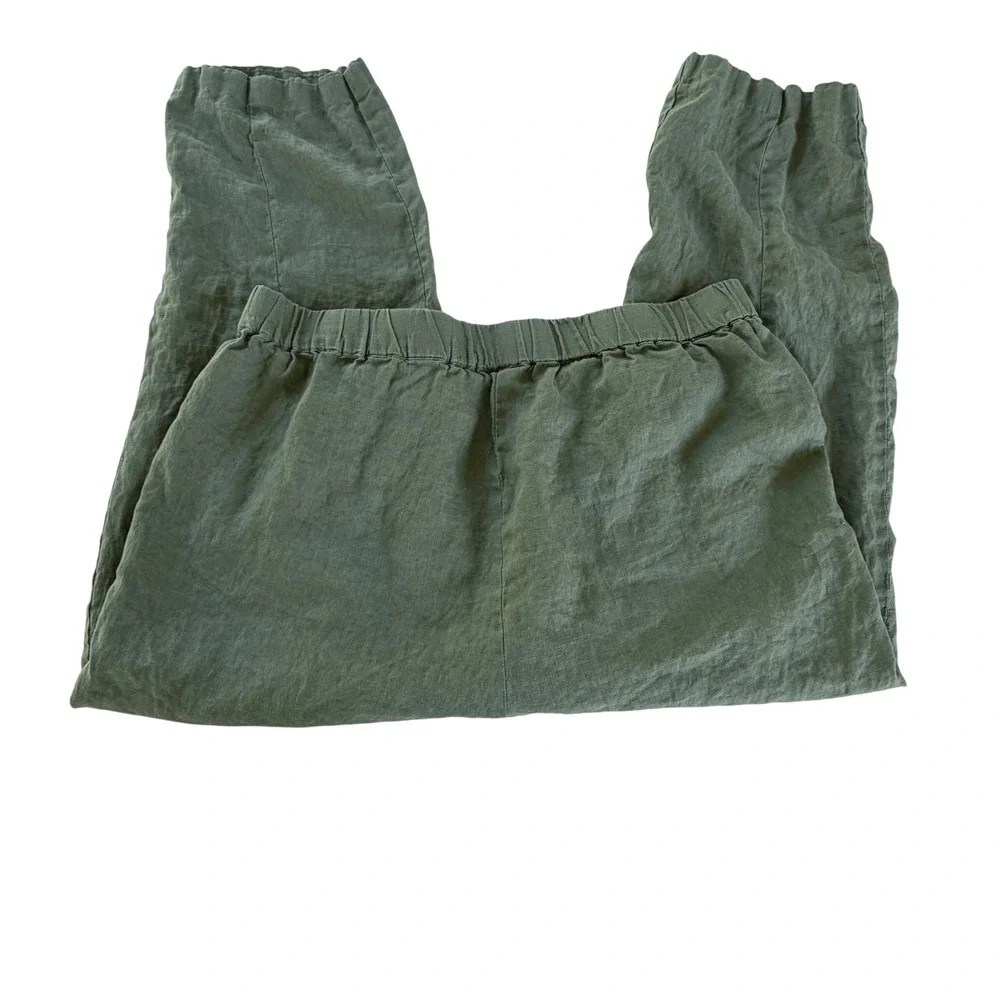 Quince 100% European Linen Pull On Pants Olive Green Womens XL